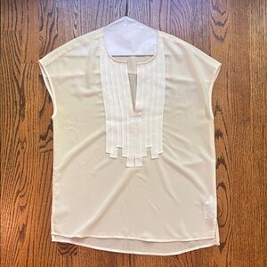 J. Crew Cream Blouse with Elegant Pleats